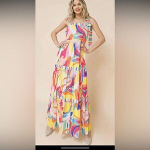 NWT Aura colorful striped maxi dress M